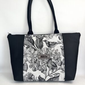 Cabas noir Bird/Flower