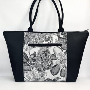 Cabas noir Bird/Flower