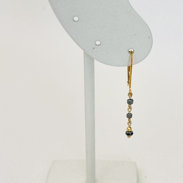 Boucle d'oreille en Gold Filled Or Jaune 14K et Hématite