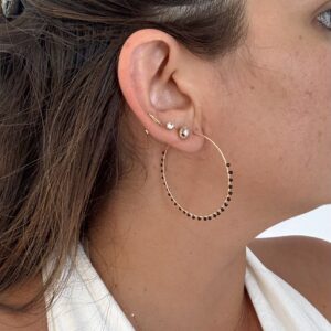 Créoles XL en Gold Filled 14K & Onyx Noir