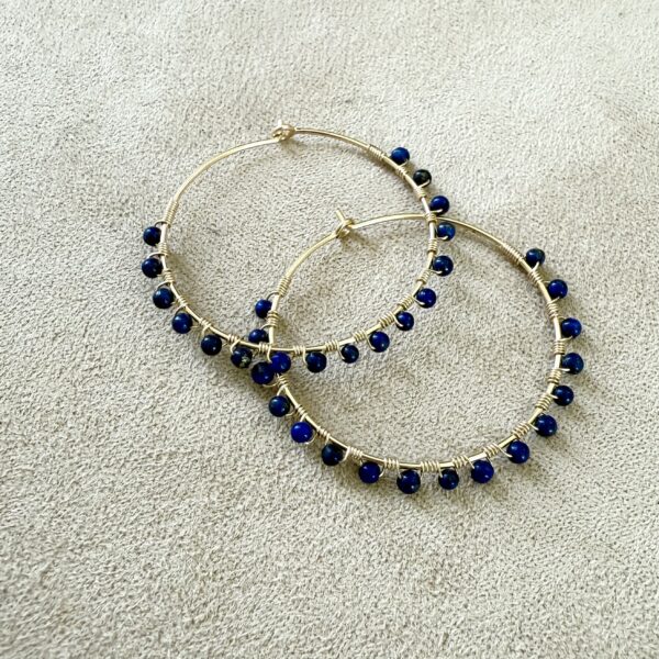 Créoles L en Gold Filled 14K & Lapis-Lazuli