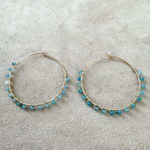 Créoles L en Gold Filled 14K & Amazonite