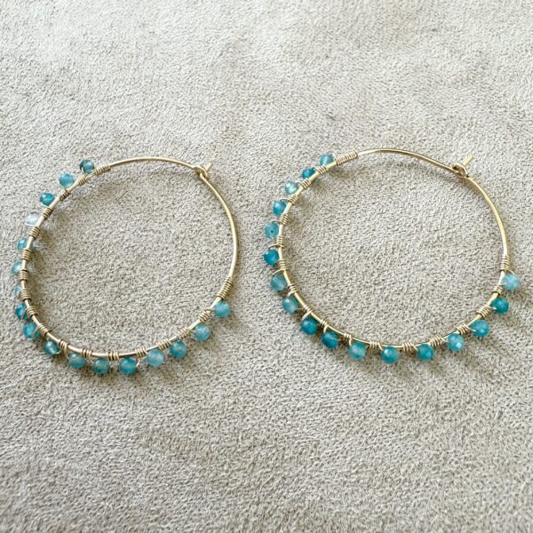 Créoles L en Gold Filled 14K & Amazonite – Image 6