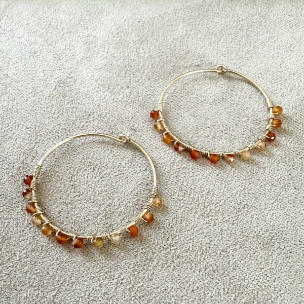 Créoles M en Gold Filled 14K & Cornaline – Image 7