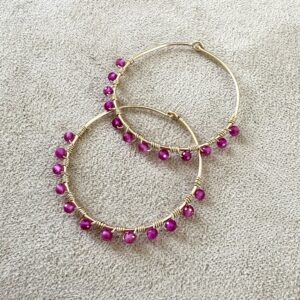 Créoles M en Gold Filled 14K & Rubellite