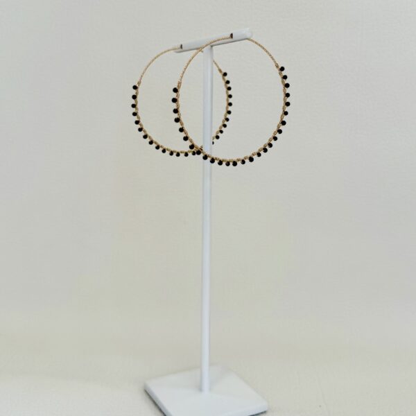 Créoles XL en Gold Filled 14K & Onyx Noir – Image 3