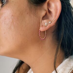 Créoles M en Gold Filled 14K & Rubellite