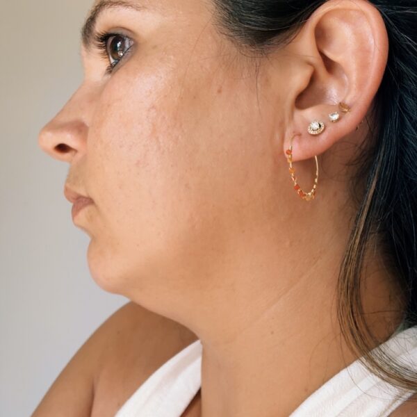 Créoles M en Gold Filled 14K & Cornaline – Image 5