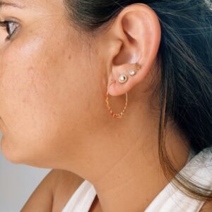 Créoles M en Gold Filled 14K & Cornaline