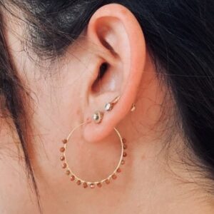 Créoles L en Gold Filled 14K & Pierre du Soleil